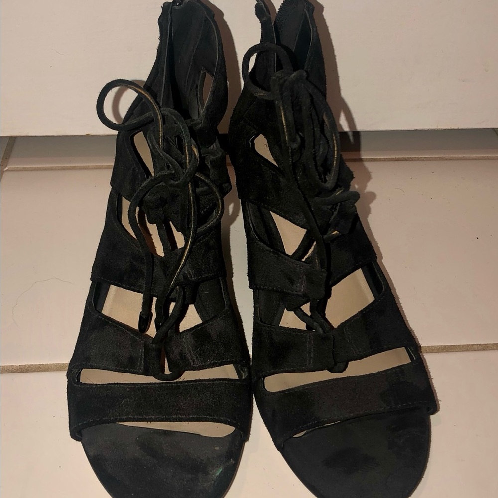 Black suede heels